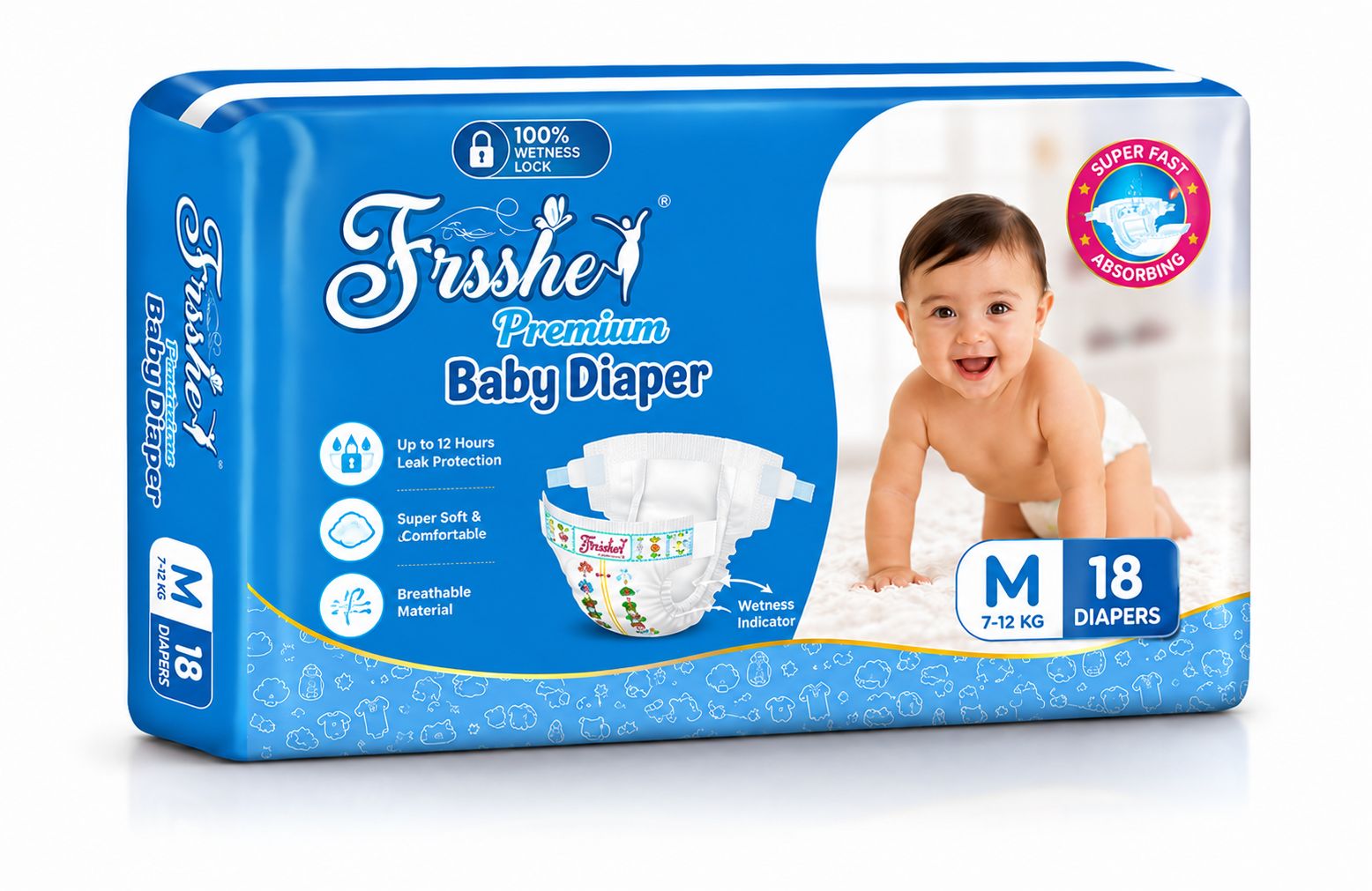 Frsshe Premium Baby Diaper (M)